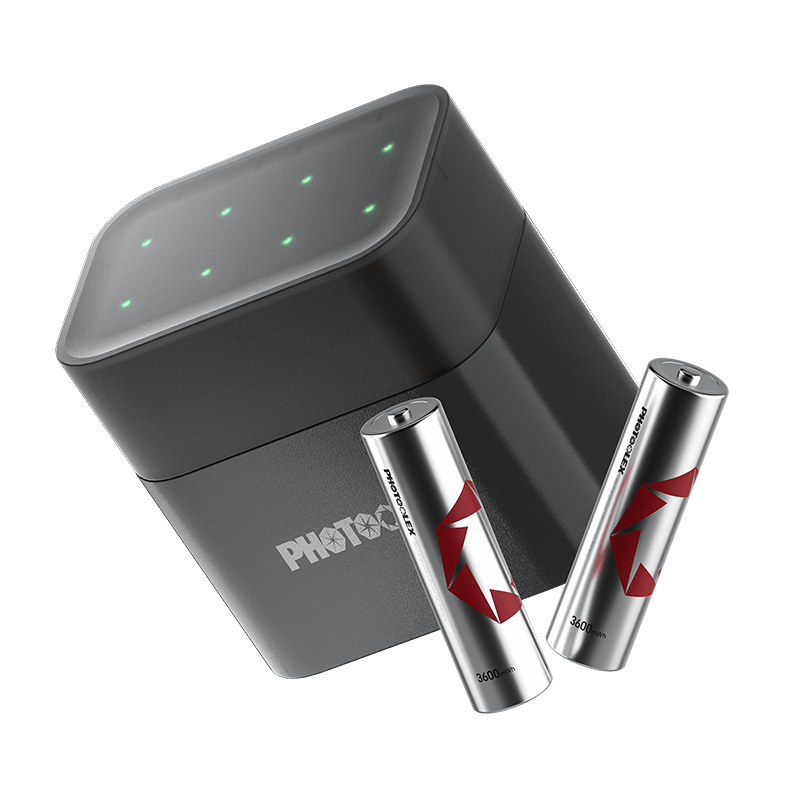 PHOTOOLEX 1.5V AA Rechargeable Lithium - ion Battery Charger Set, 3600mWh, 1600 Cycles, 8 - Pack - Photoolex