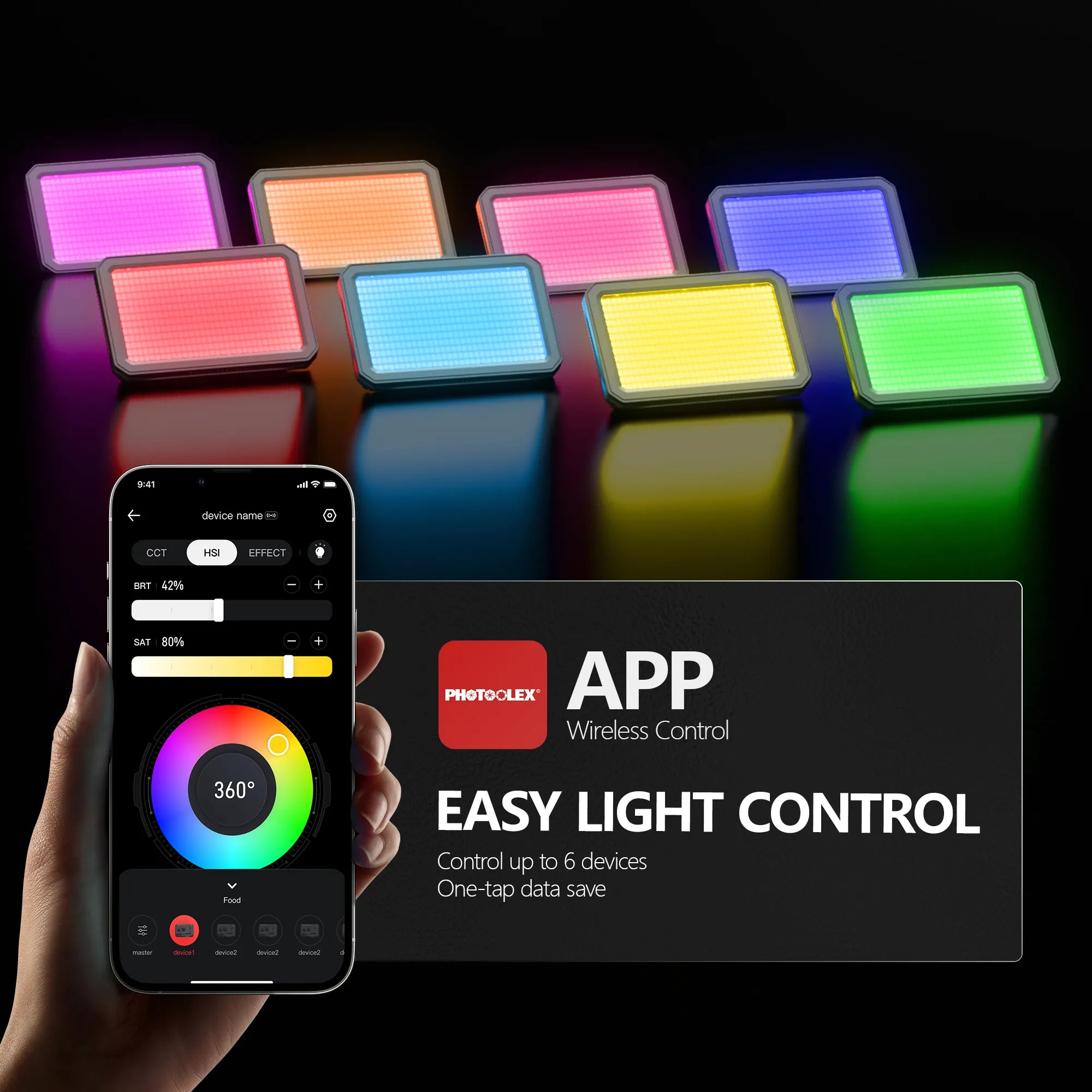 PHOTOOLEX Matrix 7 - 7''Panel Light RGB - Photoolex