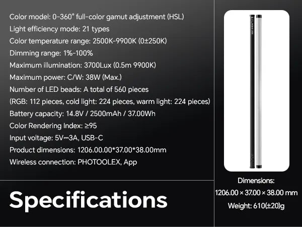 PHOTOOLEX B1200 RGB Tube Light mo 10