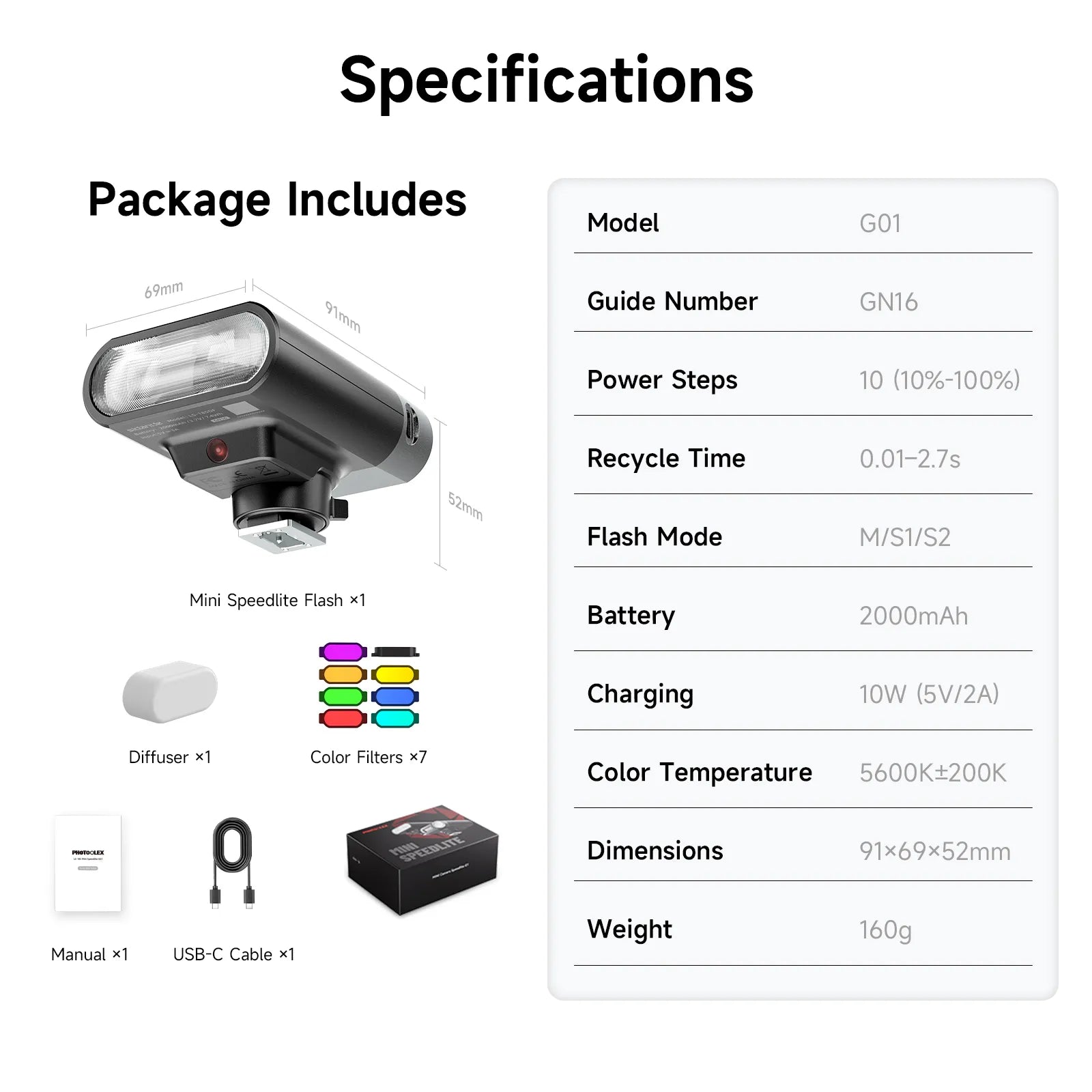 PHOTOOLEX G01 Mini Speedlite - Photoolex