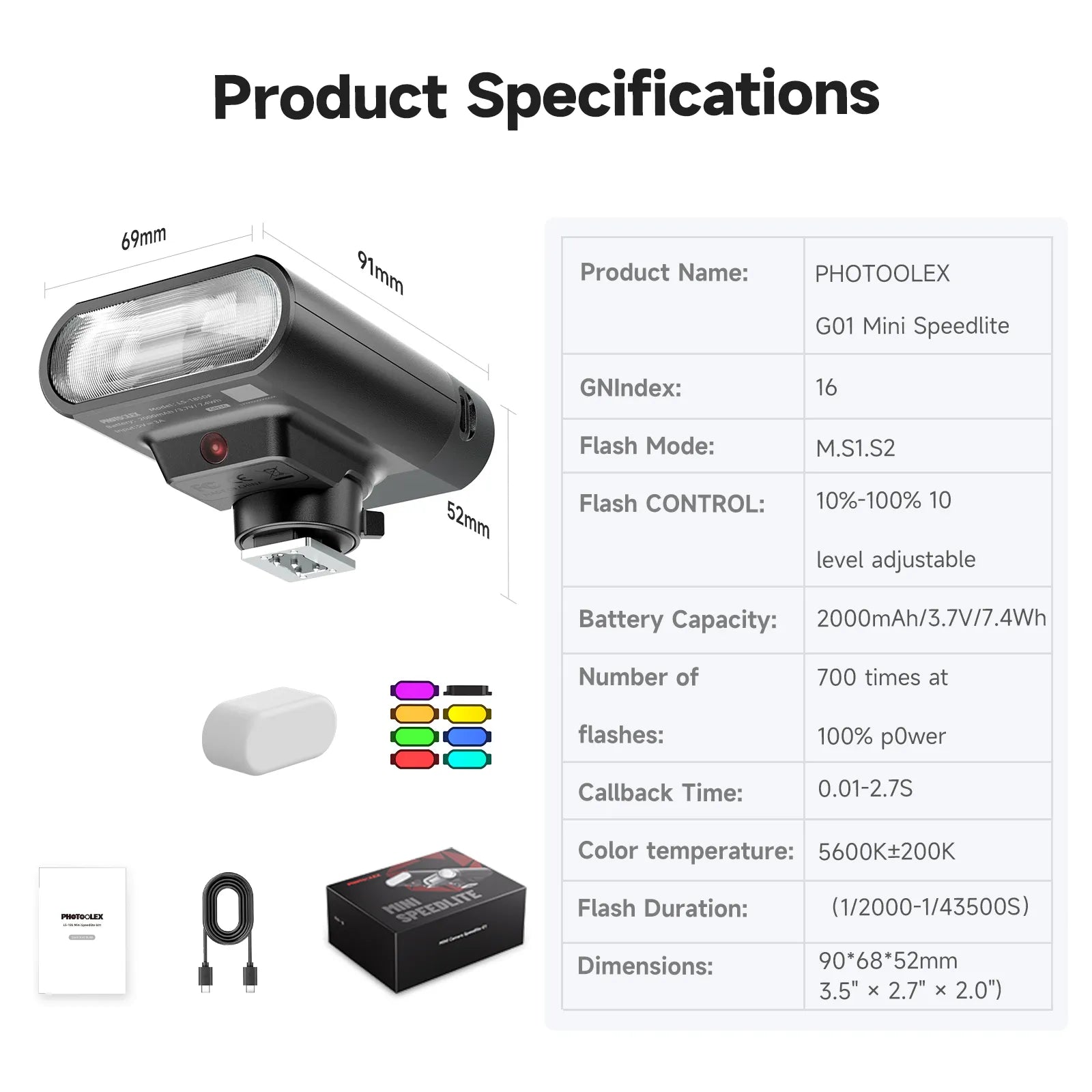 PHOTOOLEX G01 Mini Speedlite - Photoolex