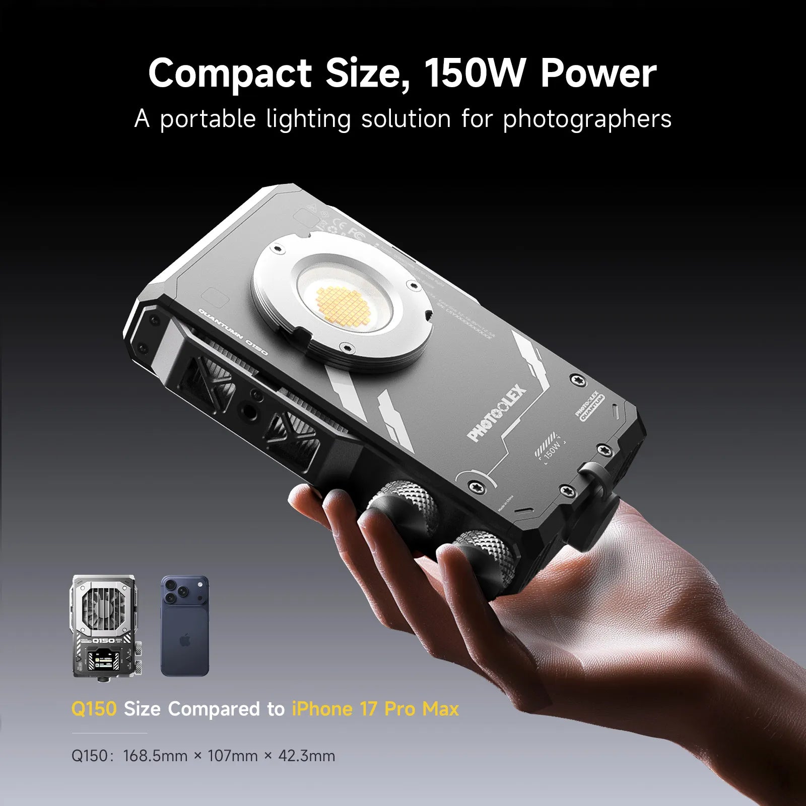 Photoolex ⭐ 15th Anniversary Full-Metal Edition ⭐ — Quantum Q150 150W COB Light - Photoolex