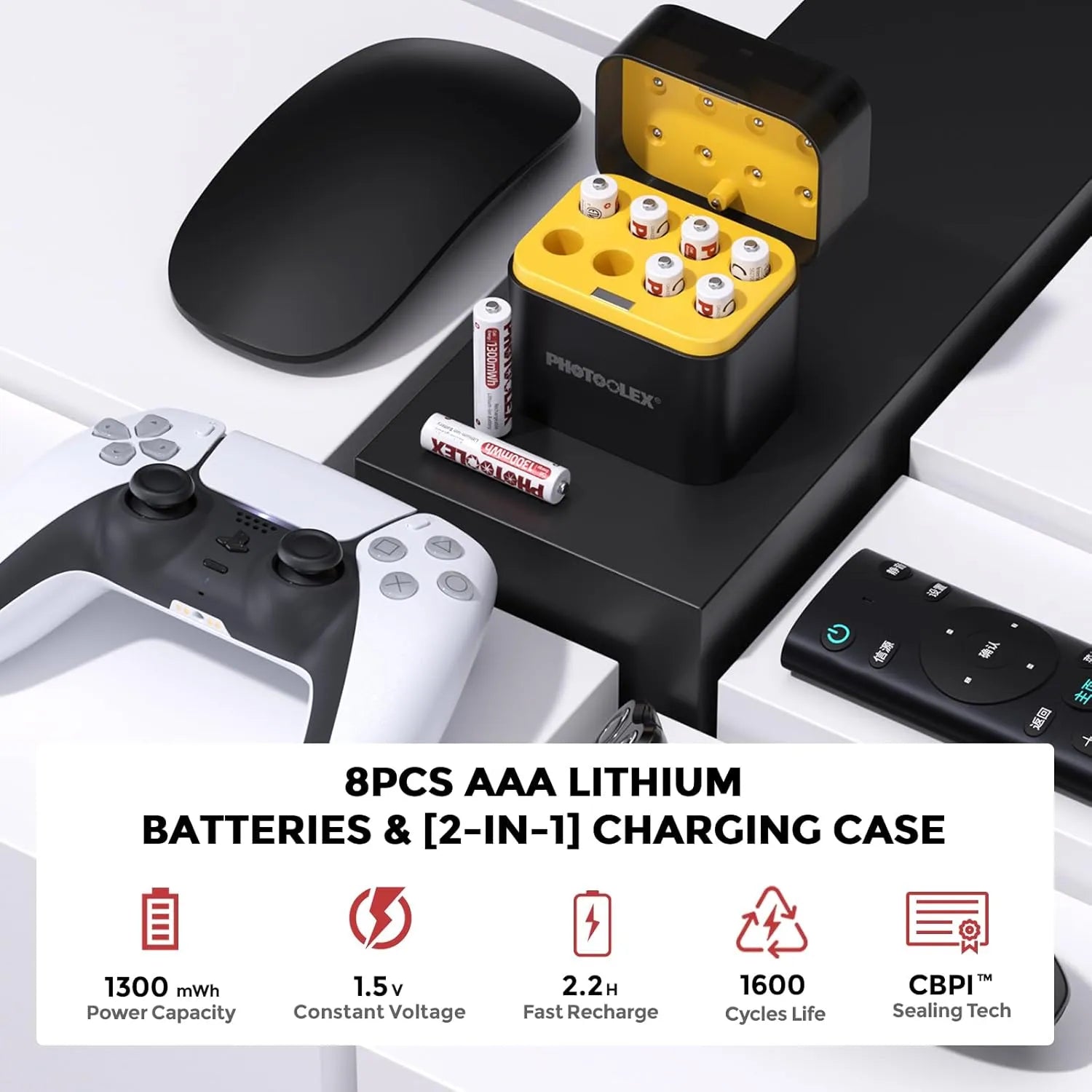 PHOTOOLEX 1.5V AAA Rechargeable Lithium - ion Battery Charger Set - Photoolex