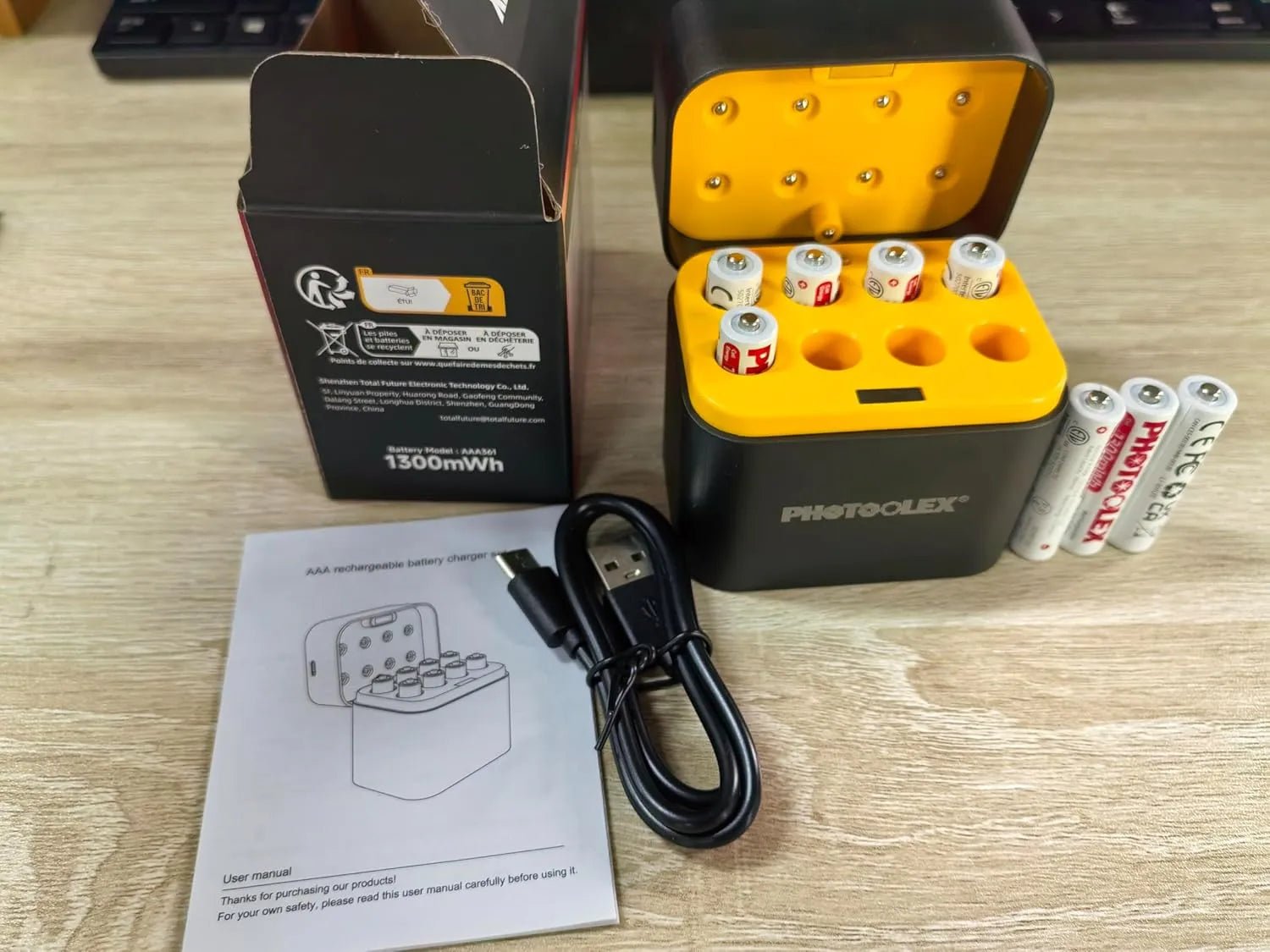 PHOTOOLEX 1.5V AAA Rechargeable Lithium - ion Battery Charger Set - Photoolex