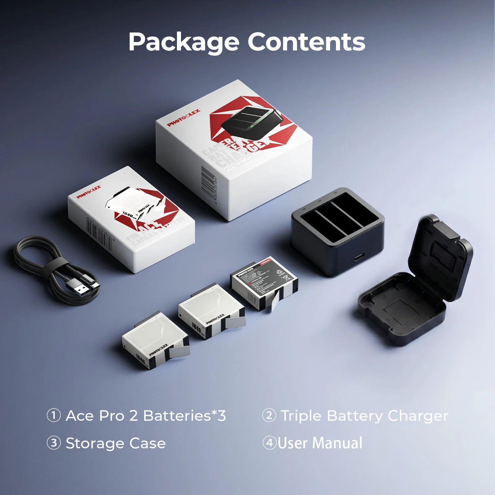 Photoolex Insta360 Ace Battery Charging Case Kit - Photoolex
