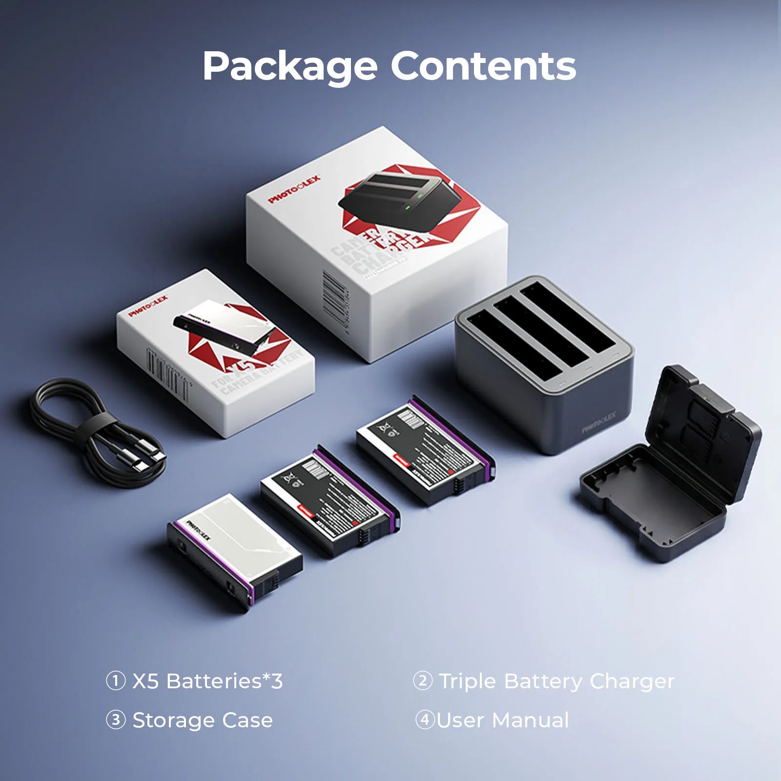 Photoolex Insta360 X5 Battery Charging Case Kit - Photoolex