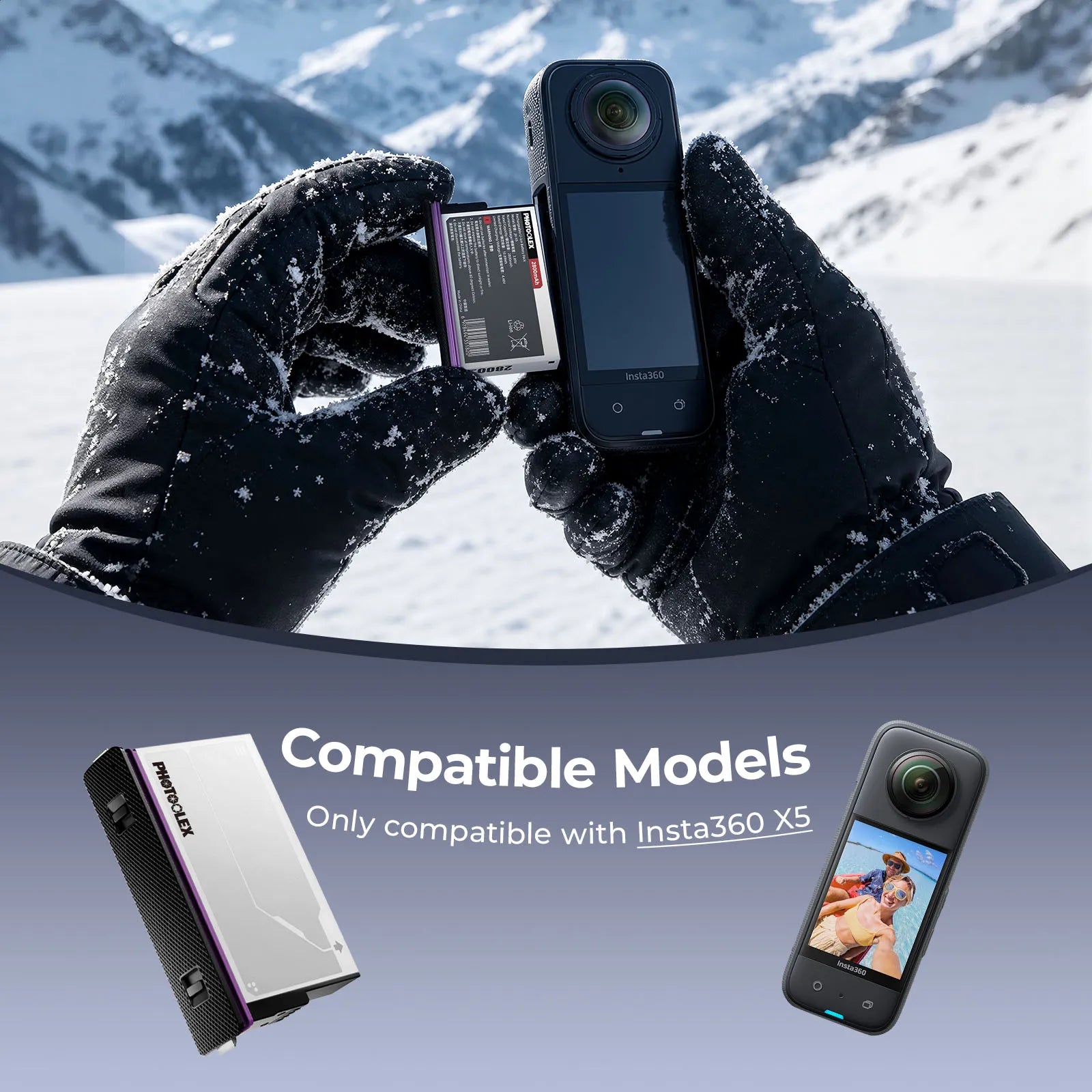 Photoolex Insta360 X5 Battery Charging Case Kit - Photoolex