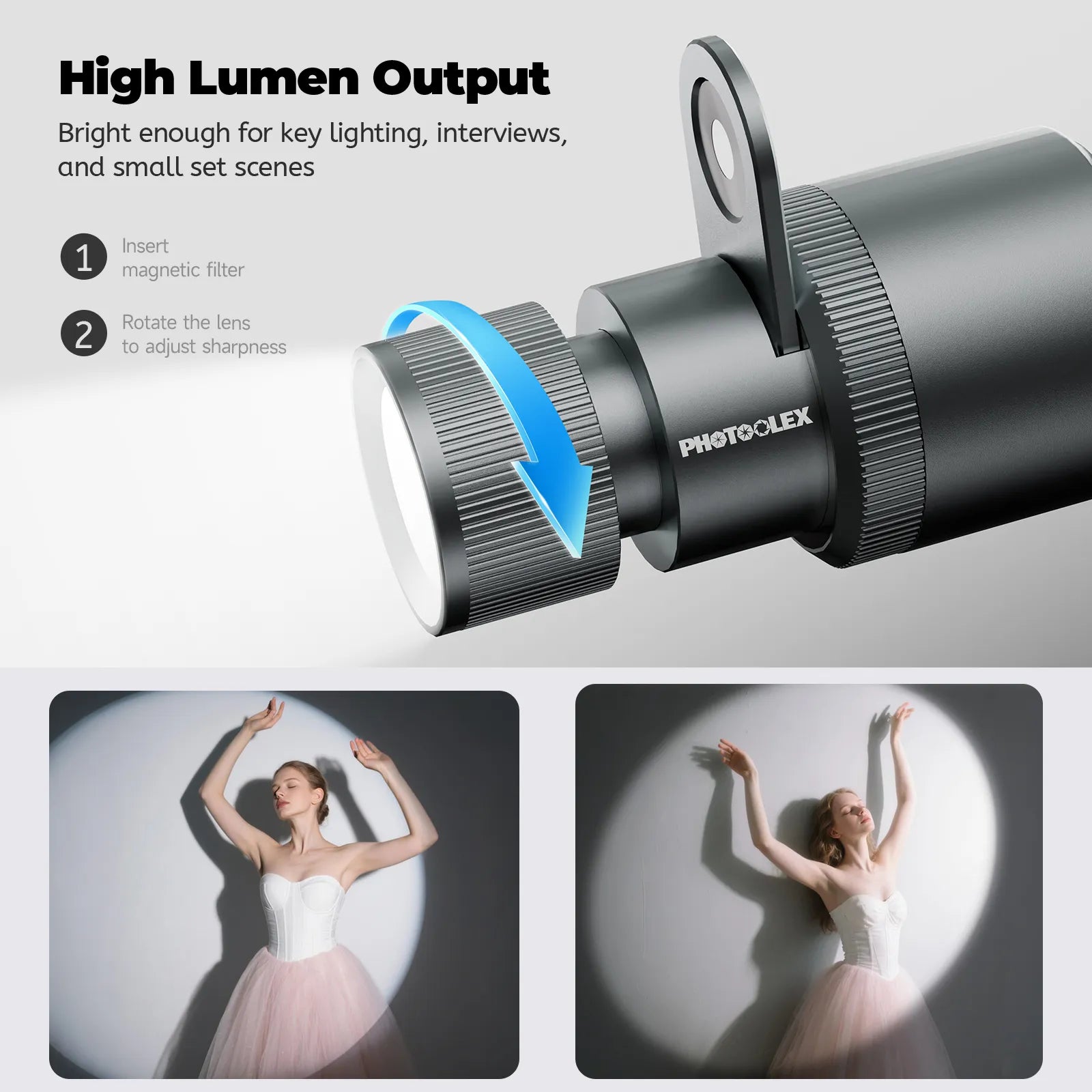 PHOTOOLEX PRO 12W Portable Photography Spotlight Set - Photoolex